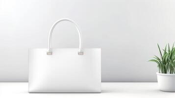 AI generated White Leather Bag isolated on white background with copy space for advertisement. AI Generated photo