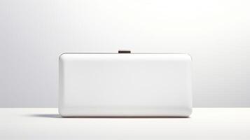 AI generated White Hardcase Clutch Bag isolated on white background with copy space for advertisement. AI Generated photo
