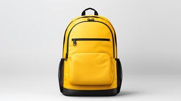 AI generated Yellow Cycling Backpack Bag isolated on white background with copy space for advertisement. AI Generated photo