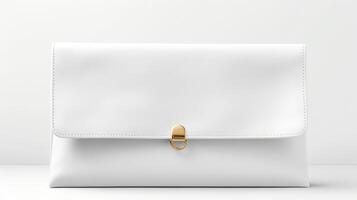 AI generated White Foldover Clutch Bag isolated on white background with copy space for advertisement. AI Generated photo