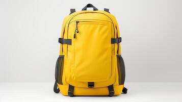 AI generated Yellow Cycling Backpack Bag isolated on white background with copy space for advertisement. AI Generated photo