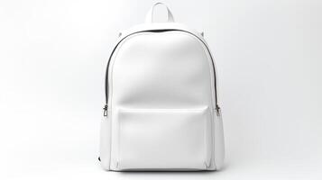 AI generated White Fashion Backpack Bag isolated on white background with copy space for advertisement. AI Generated photo