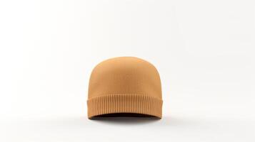 AI generated Photo of Tan Beanie Hat isolated on white background. AI Generated