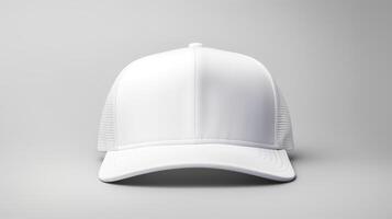 AI generated Photo of White Trucker Cap isolated on white background. AI Generated