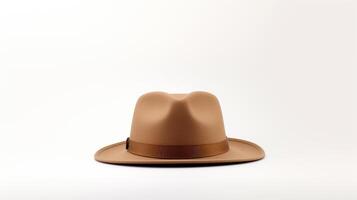 AI generated Photo of Tan Fedora Hat isolated on white background. AI Generated