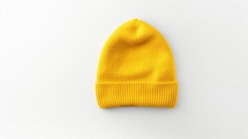 AI generated Photo of Yellow Beanie cap isolated on white background. AI Generated