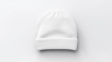 AI generated Photo of White Beanie Hat isolated on white background. AI Generated