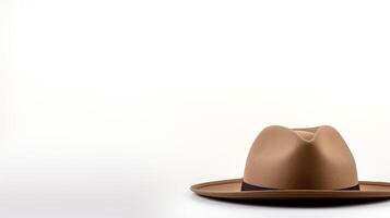 AI generated Photo of Tan Fedora Hat isolated on white background. AI Generated