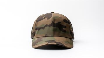 AI generated Photo of Woodland Camo Military Cap isolated on white background. AI Generated