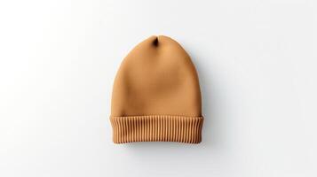 AI generated Photo of Tan Beanie Hat isolated on white background. AI Generated