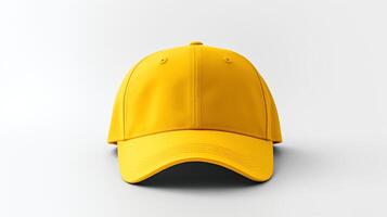 AI generated Photo of Yellow Baseball Cap isolated on white background. AI Generated