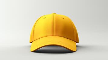 AI generated Photo of Yellow Baseball Cap isolated on white background. AI Generated