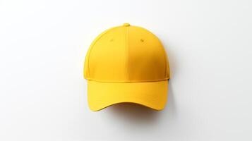 AI generated Photo of Yellow Baseball Cap isolated on white background. AI Generated