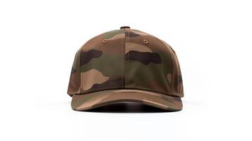 AI generated Photo of Woodland Camo Military Cap isolated on white background. AI Generated