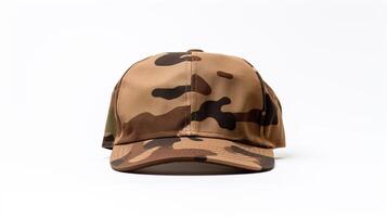 AI generated Photo of Woodland Camo Military Cap isolated on white background. AI Generated