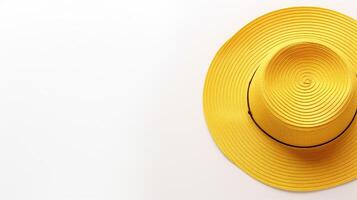 AI generated Photo of Yellow Straw hat isolated on white background. AI Generated