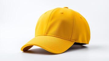 AI generated Photo of Yellow Baseball Cap isolated on white background. AI Generated