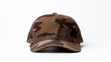 AI generated Photo of Woodland Camo Military Cap isolated on white background. AI Generated