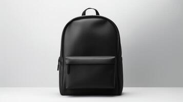 AI generated Black Fashion Backpack Bag isolated on white background with copy space for advertisement. AI Generated photo