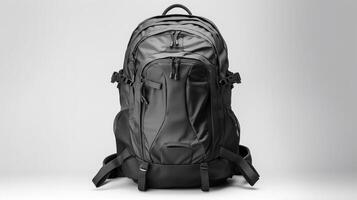 AI generated Black Cycling Backpack Bag isolated on white background with copy space for advertisement. AI Generated photo