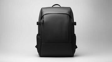 AI generated Black Camera Backpack Bag isolated on white background with copy space for advertisement. AI Generated photo
