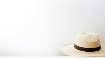 AI generated Photo of White Straw hat isolated on white background. AI Generated
