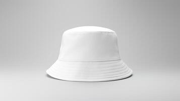 ai generado foto de blanco Cubeta sombrero aislado en blanco antecedentes. ai generado