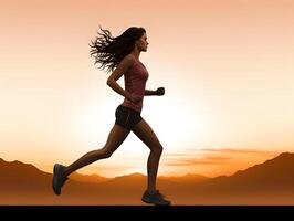 AI generated Fit Young Woman Running. Generative Ai photo