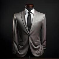 AI generated Elegant Gray Men's Formal Suit. Generative Ai photo