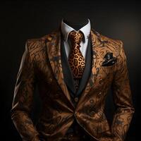 AI generated Men's Formal Suit with Leopard or Jaguar Pattern. Generative Ai photo