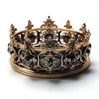 AI generated Luxurious and Elegant Gold Crown on White Background. Generative Ai photo