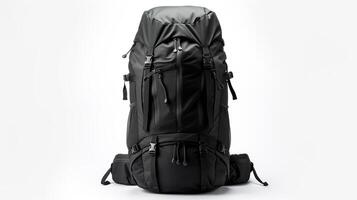 AI generated Black Hiking Backpack Bag isolated on white background with copy space for advertisement. AI Generated photo