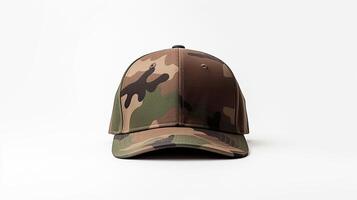 AI generated Photo of Woodland Camo Military Cap isolated on white background. AI Generated