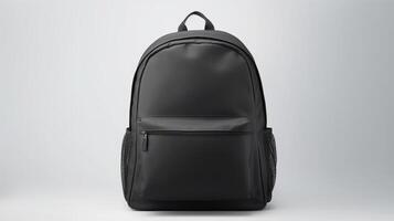 AI generated Black School Backpack Bag isolated on white background with copy space for advertisement. AI Generated photo