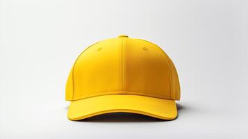 AI generated Photo of Yellow Baseball Cap isolated on white background. AI Generated