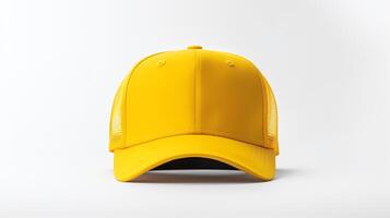 ai generado foto de amarillo camionero gorra aislado en blanco antecedentes. ai generado