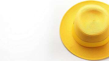 AI generated Photo of Yellow Straw hat isolated on white background. AI Generated