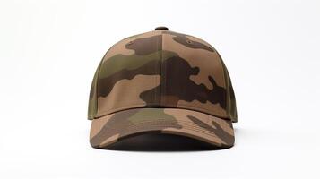 AI generated Photo of Woodland Camo Military Cap isolated on white background. AI Generated