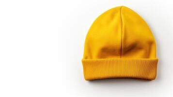 AI generated Photo of Yellow Beanie cap isolated on white background. AI Generated