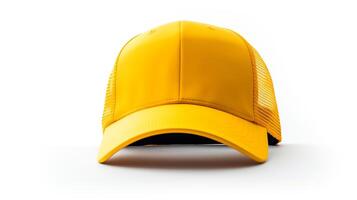 ai generado foto de amarillo camionero gorra aislado en blanco antecedentes. ai generado