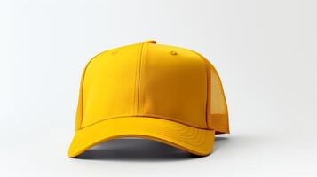 ai generado foto de amarillo camionero gorra aislado en blanco antecedentes. ai generado