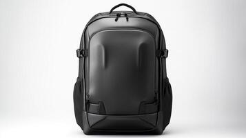 AI generated Black Cycling Backpack Bag isolated on white background with copy space for advertisement. AI Generated photo