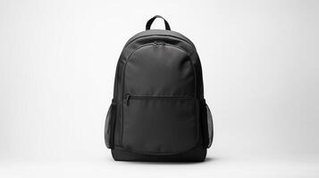 AI generated Black School Backpack Bag isolated on white background with copy space for advertisement. AI Generated photo