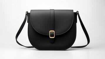 AI generated Black Saddle Bag isolated on white background with copy space for advertisement. AI Generated photo