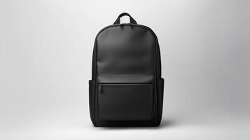 AI generated Black Travel Backpack Bag isolated on white background with copy space for advertisement. AI Generated photo