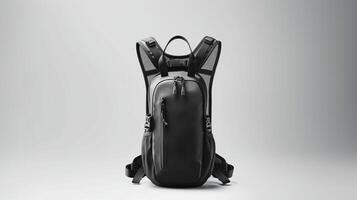 AI generated Black Hydration Backpack Bag isolated on white background with copy space for advertisement. AI Generated photo