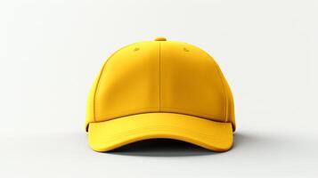 AI generated Photo of Yellow Baseball Cap isolated on white background. AI Generated