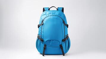 AI generated Blue Daypack Bag isolated on white background with copy space for advertisement. AI Generated photo