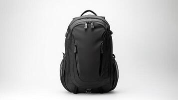 AI generated Black Travel Backpack Bag isolated on white background with copy space for advertisement. AI Generated photo