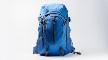 AI generated Blue Travel Backpack Bag isolated on white background with copy space for advertisement. AI Generated photo